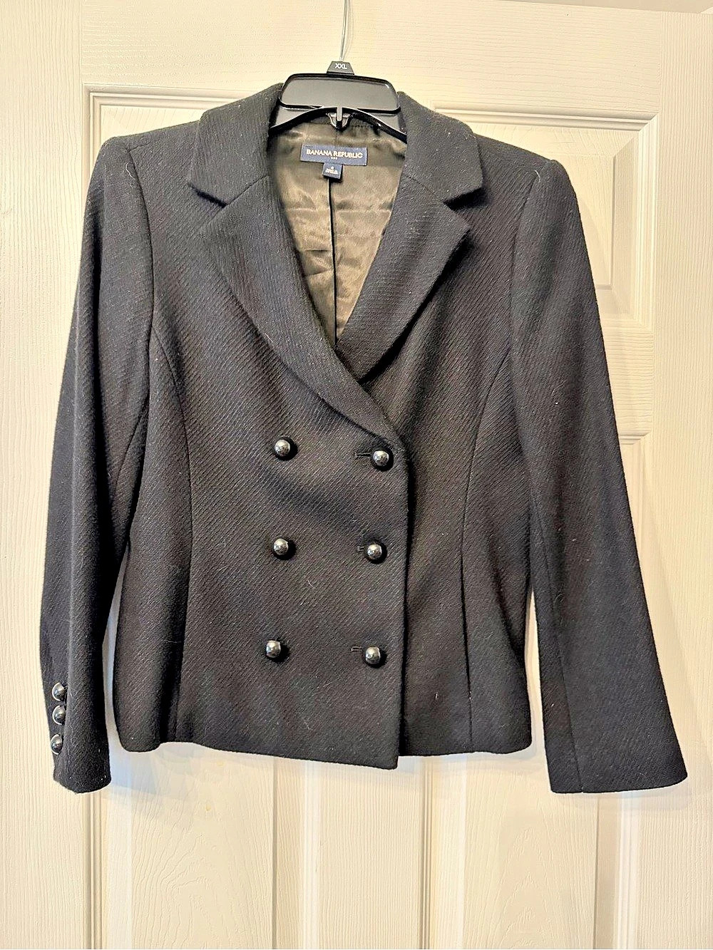 Banana Republic Women's Double-Breasted Blazer Black Size 4 Like New